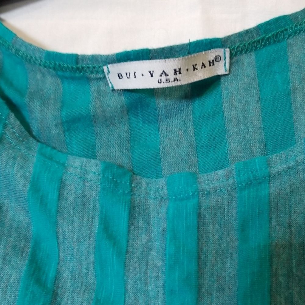 Bui‎ Yah Kah Turquoise & Gray Open Sided Blouse - Picture 2 of 5